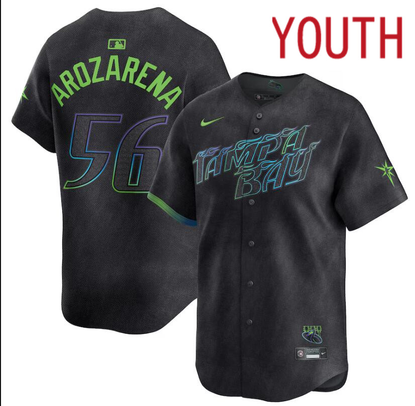 Youth Tampa Bay Rays #56 Randy Arozarena Nike MLB Limited City Connect Black 2024 Jersey->->Youth Jersey